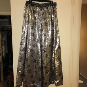 Long silver skirt
